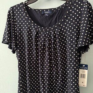 NWT Chaps blue with white polka dots blouse